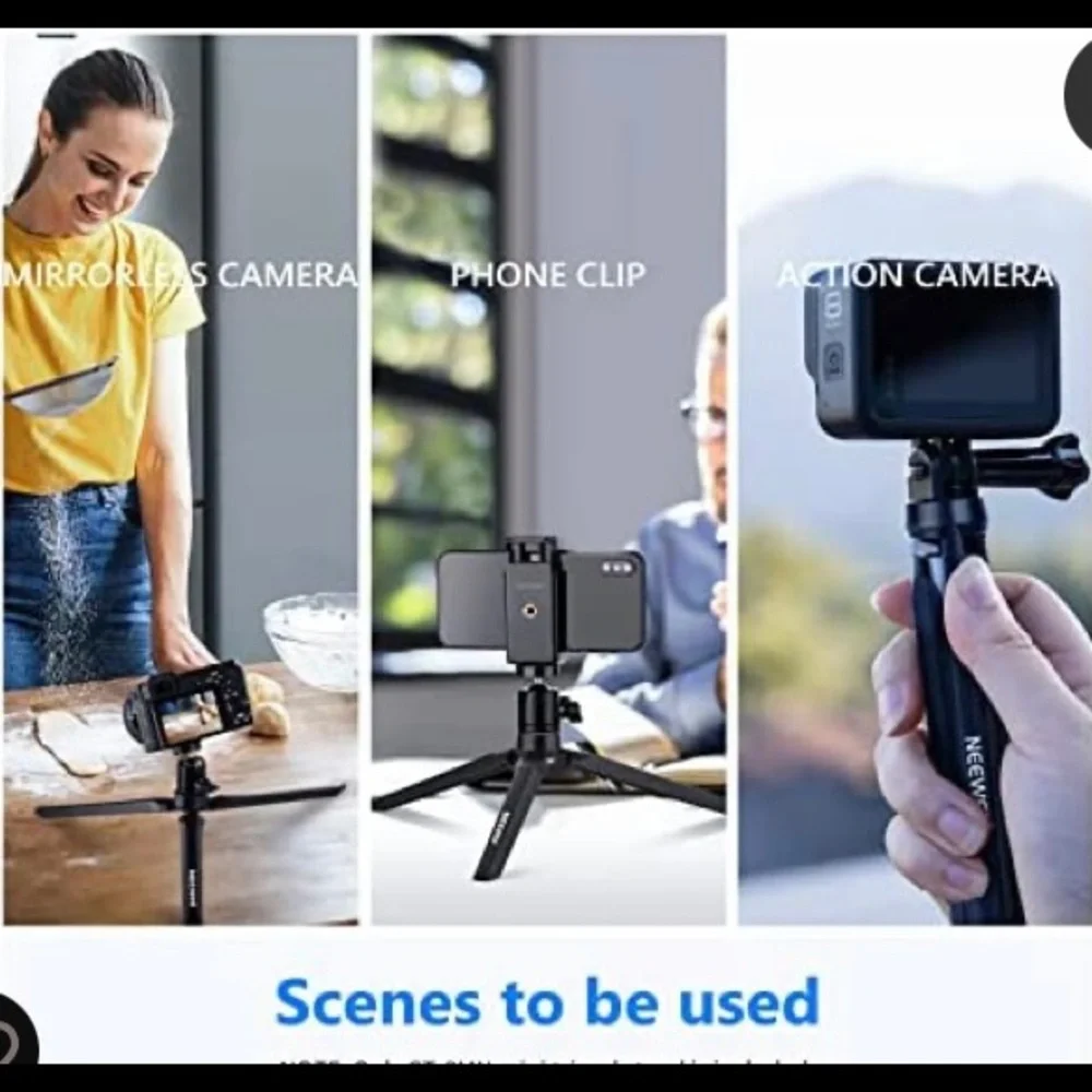 NWT Mini tabletop tripod hand grip pocket size foldable stand with 1/4” screw
